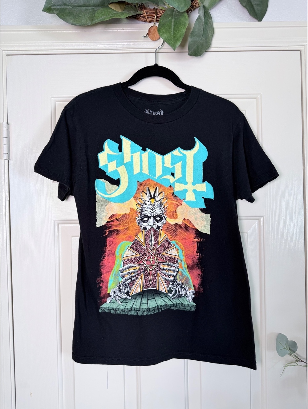 Ghost Band Graphic T-Shirt Medium Black Cotton